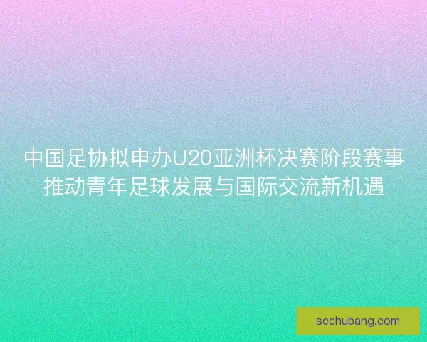 中国足协拟申办U20亚洲杯决赛阶段赛事推动青年足球发展与国际交流新机遇